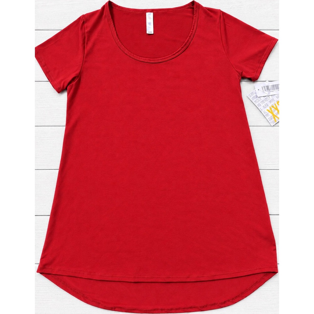 LuLaRoe Classic T Short Sleeve Scoop Neck High Low Red T-Shirt NWT XXS 4393